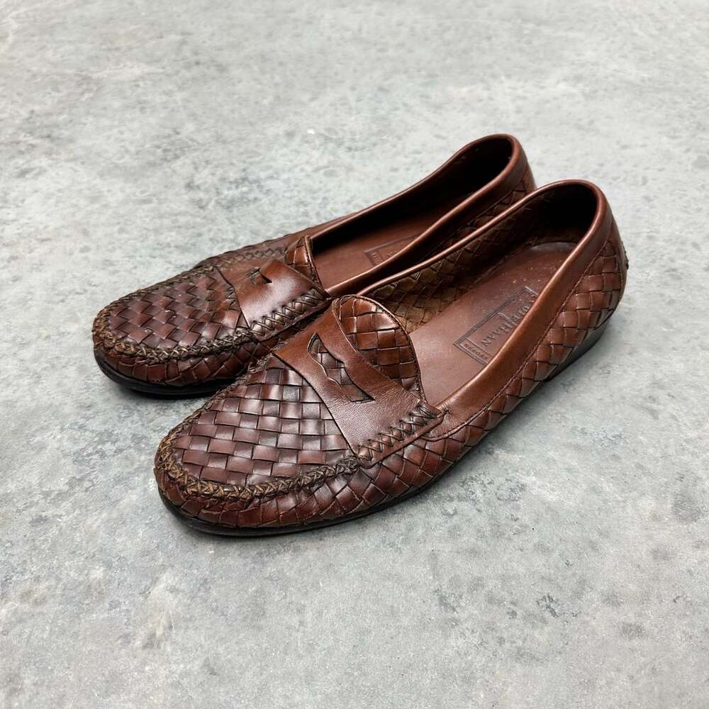 Cole Haan Woven Leather Penny Loafers - Size 9.5D